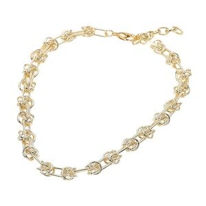 Chunky 14K Gold Knotted Lock Link Necklace
